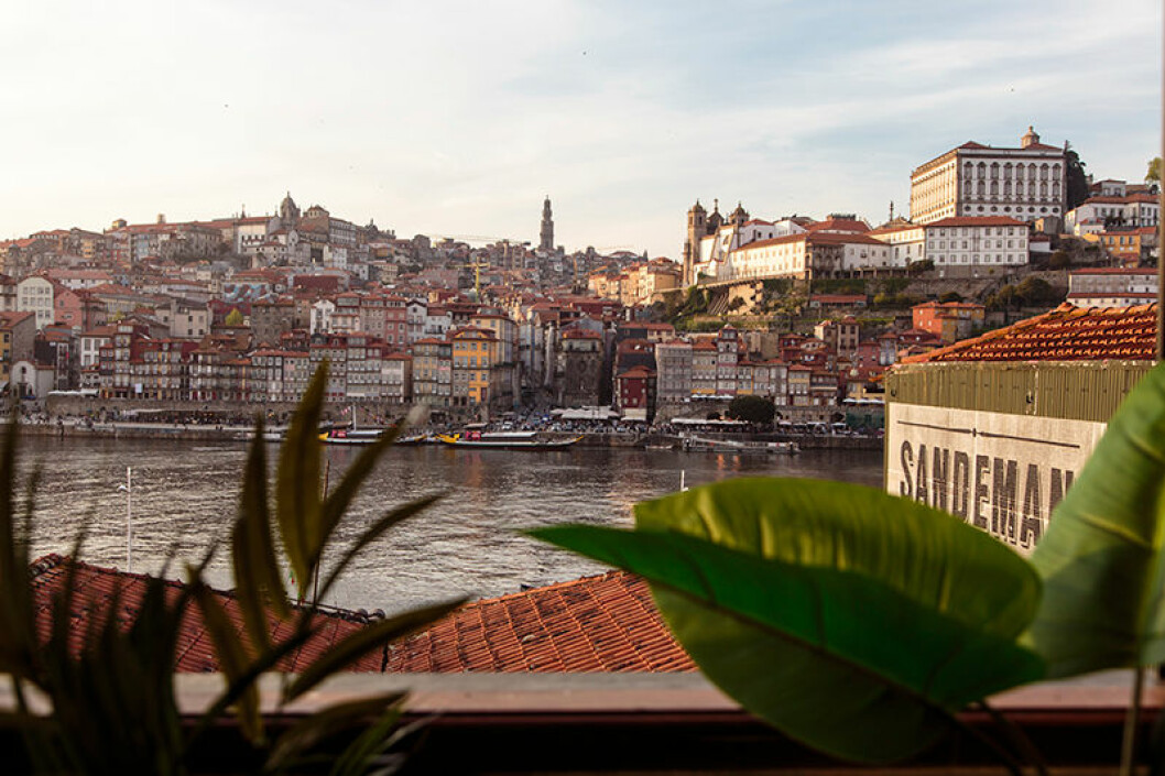 Utsikt från portvinshusen i stadsdelen Gaia mot Ribeira och Portos centrala delar på andra sidan floden. resa till porto restips