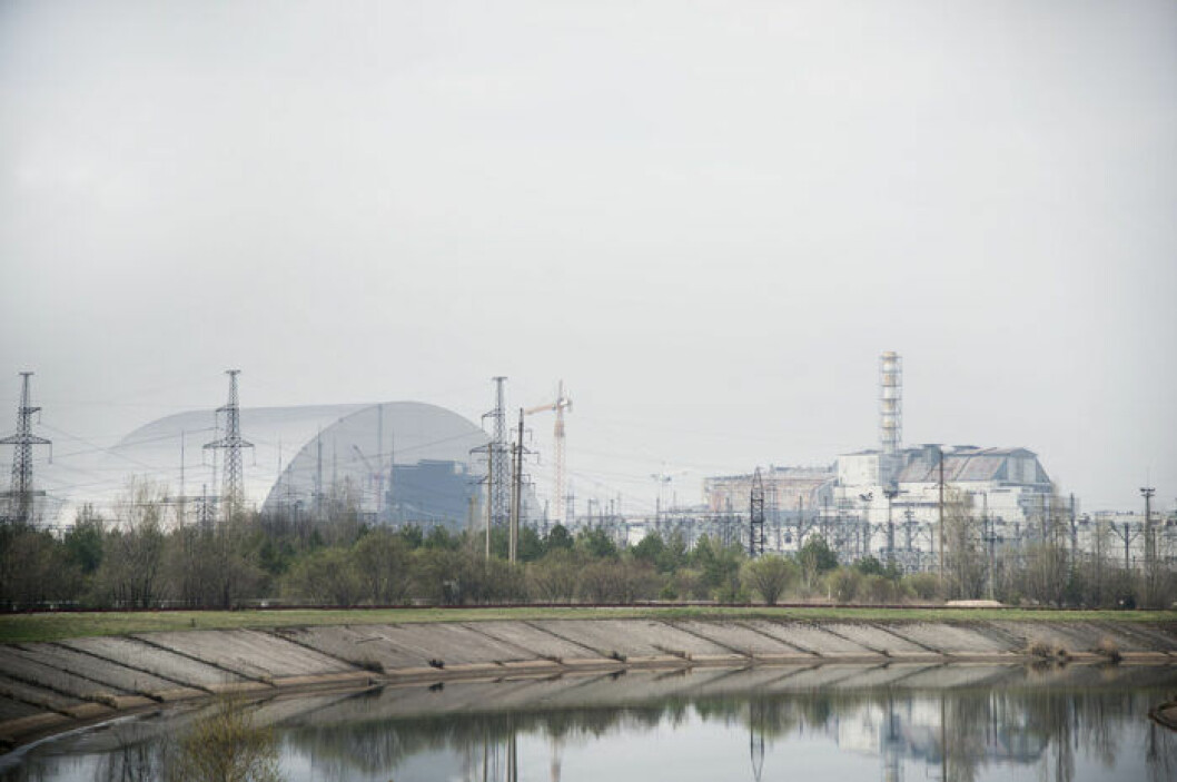 I dag är reaktor fyra omsluten av en metallkonstruktion. Detta på grund av säkerhet. Foto: Lasse Allard/Aftonbladet/TT Tjernobyl, reaktor fyra