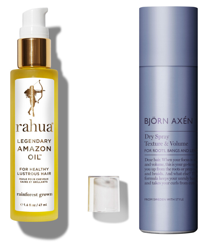 Legendary Amazon Oil från Rahua och Dry Spray Texture & Volume från Björn Axén.