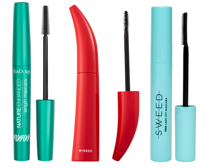 Nature Enhanced Mascara från Isadora, Space Black Mascara från Byredo och Lash Lift Mascara från Sweed Lashes.