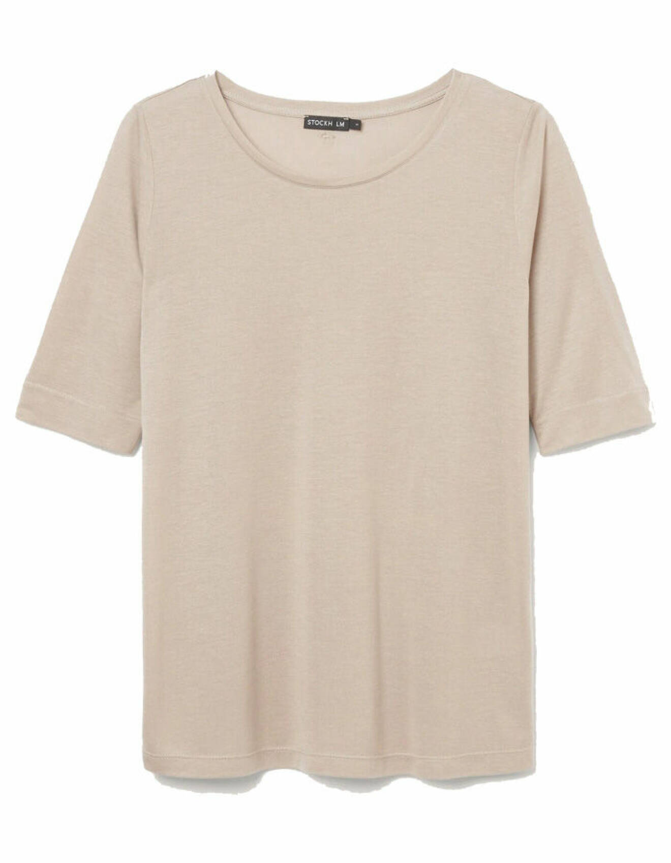 lyxig beige t-shirt för dam från stockh lm