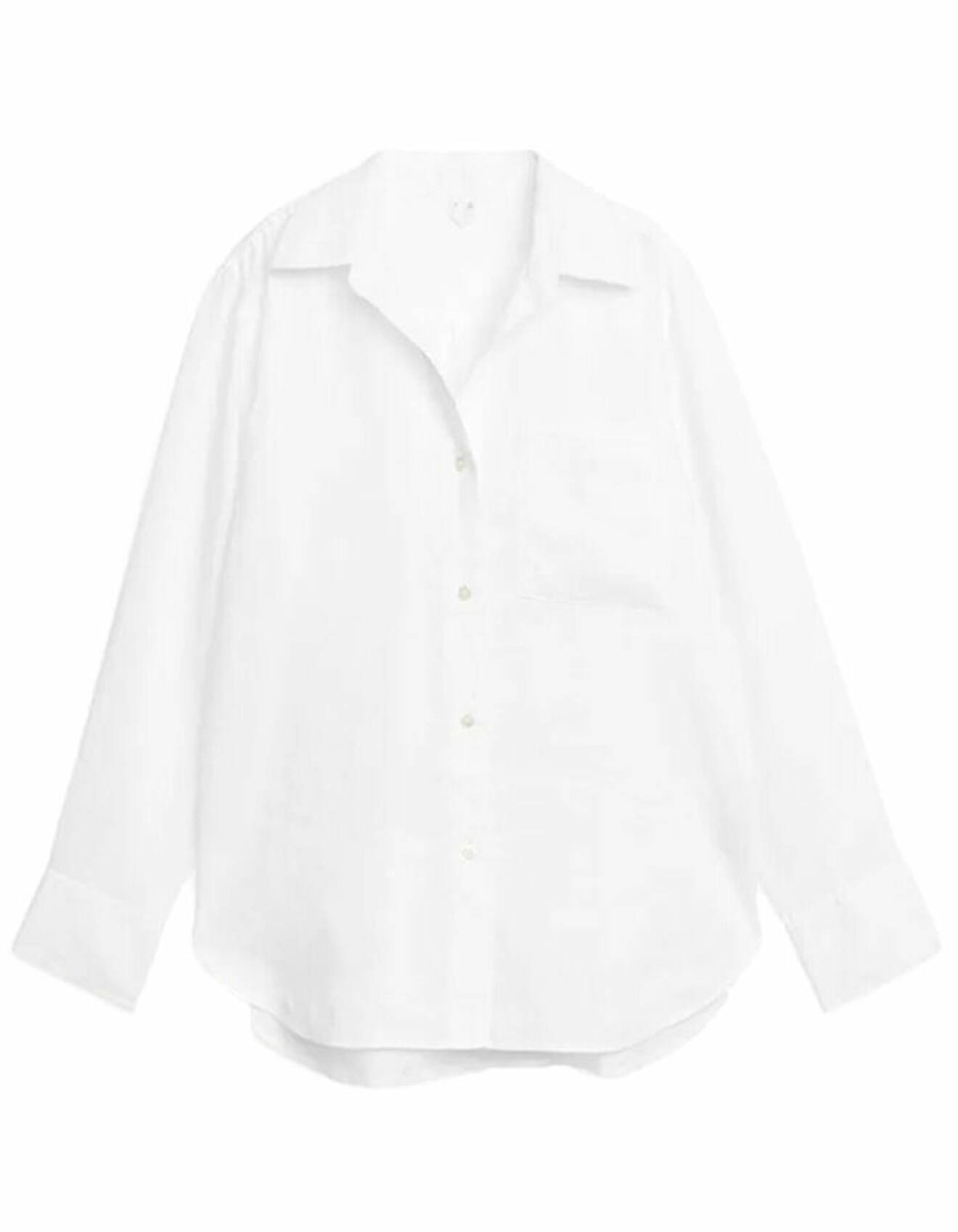 vit klassisk linneskjorta för dam från arket