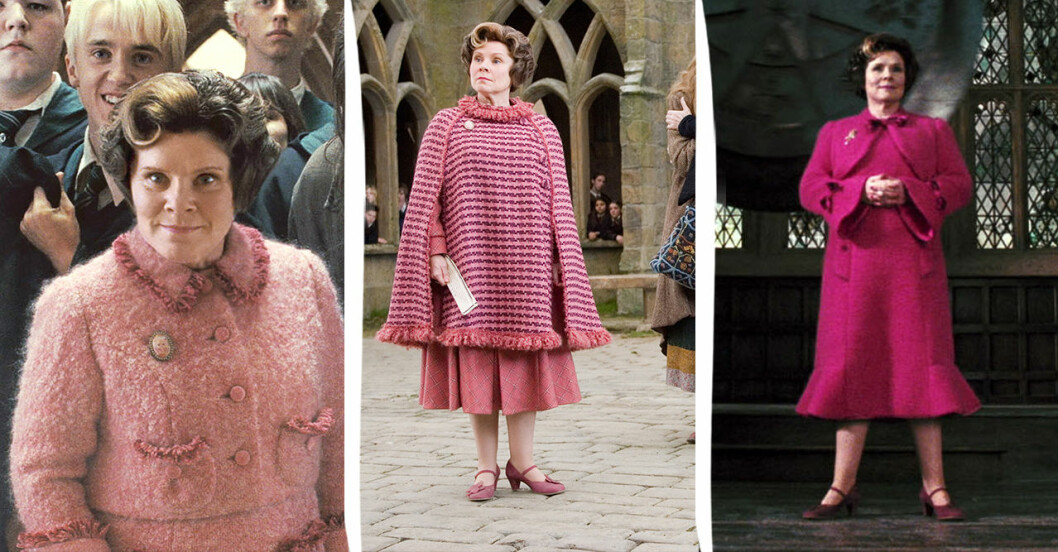 Umbridge får mörkare rosa kläder ju maktgalnare hon blir.
