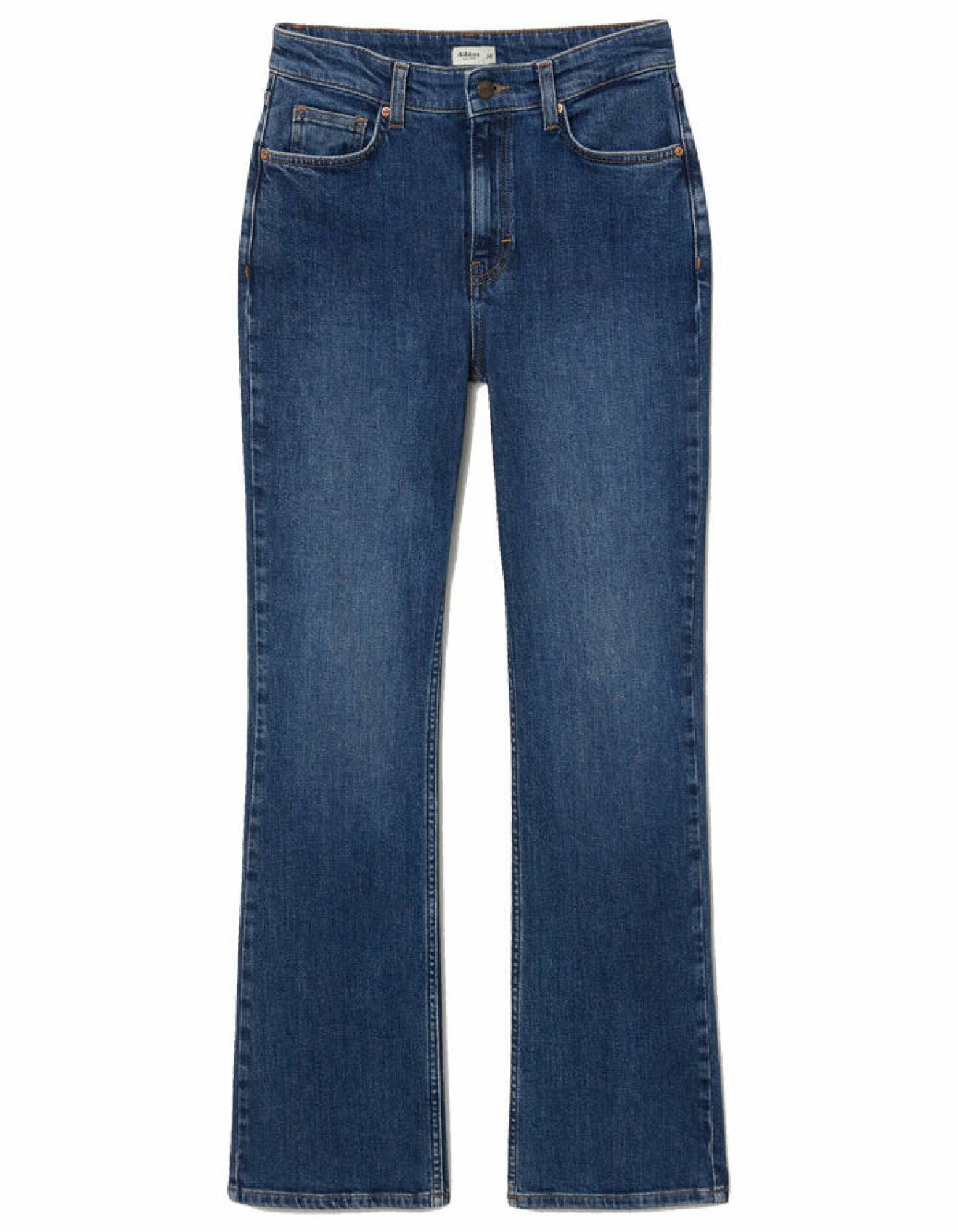 mörka bootcut jeans i mörkblå för dam från dobber