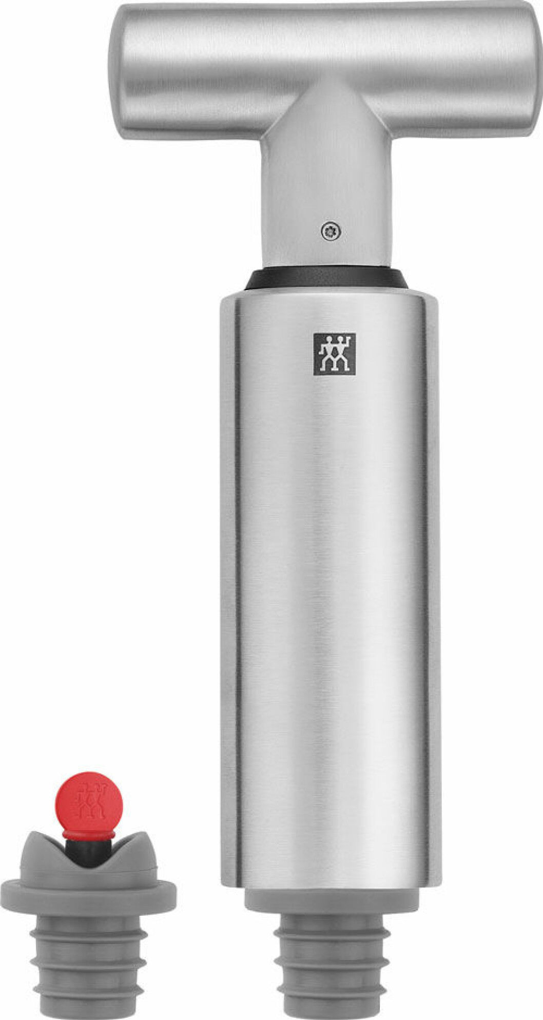 Vakuumpump i stål från Zwilling med tillhörande vakuumkork.