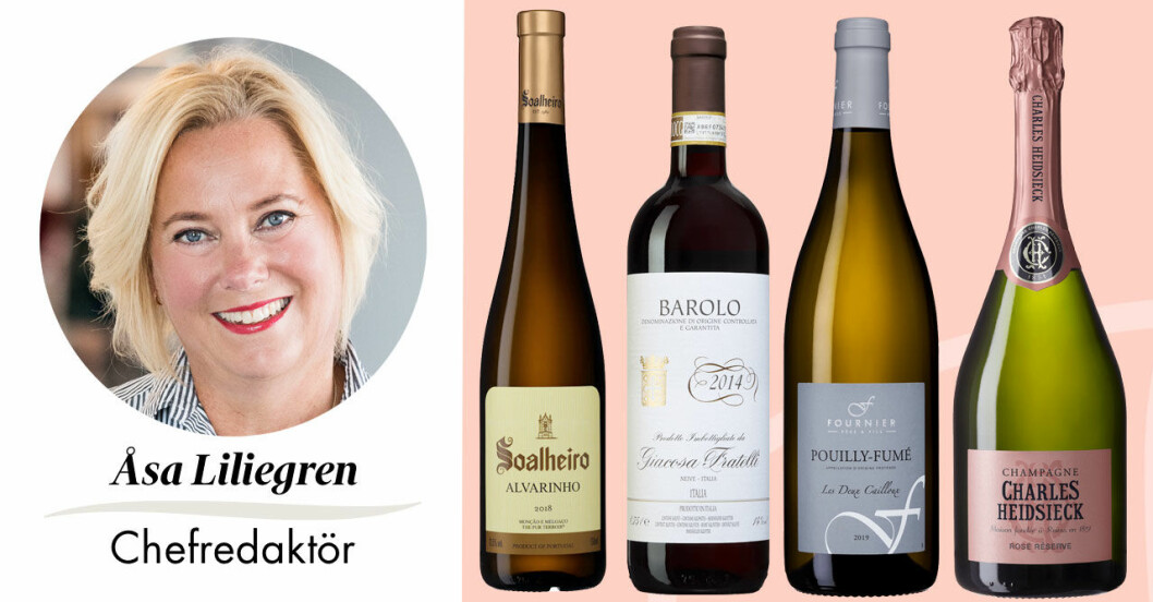 Feminas chefredaktör Åsa Liliegren tipsar om goda viner till Valborg och vårens fester.