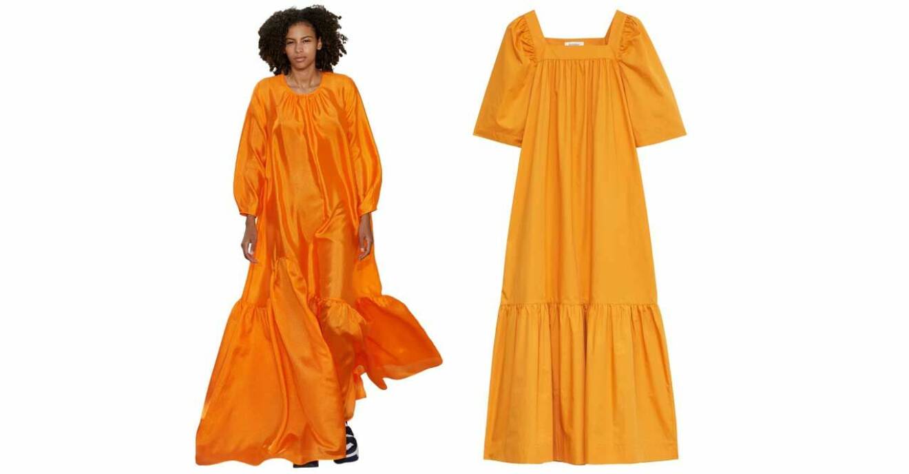 Orange klänning.