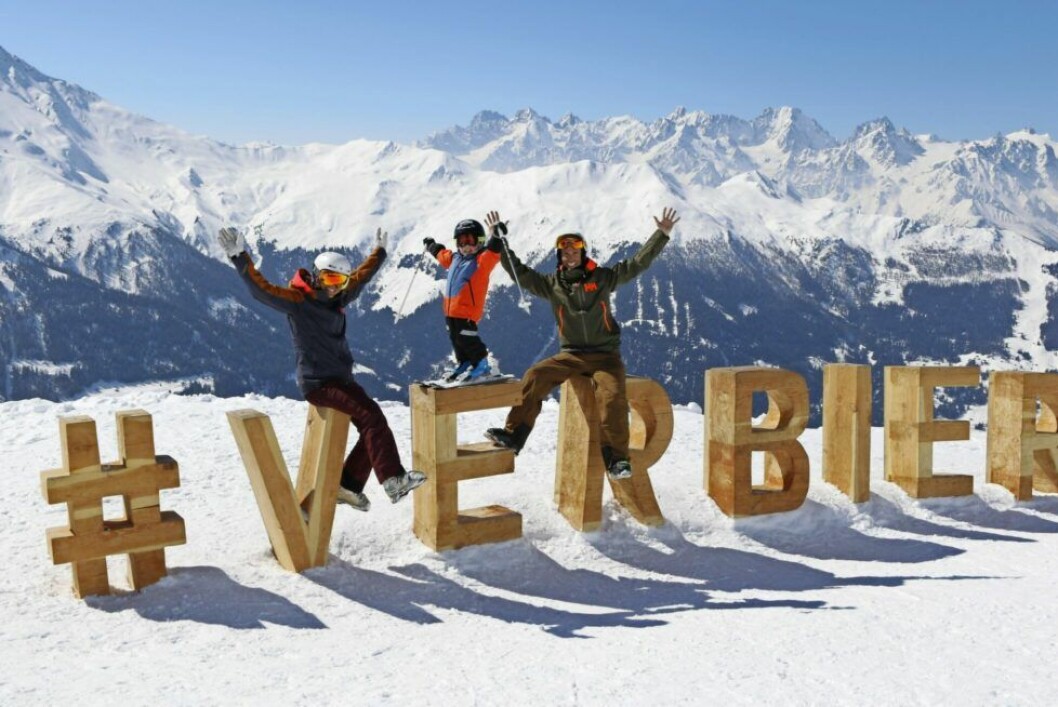 Johanna Skantze med familjen i Verbier, där de brukar tillbringa vintermånaderna.