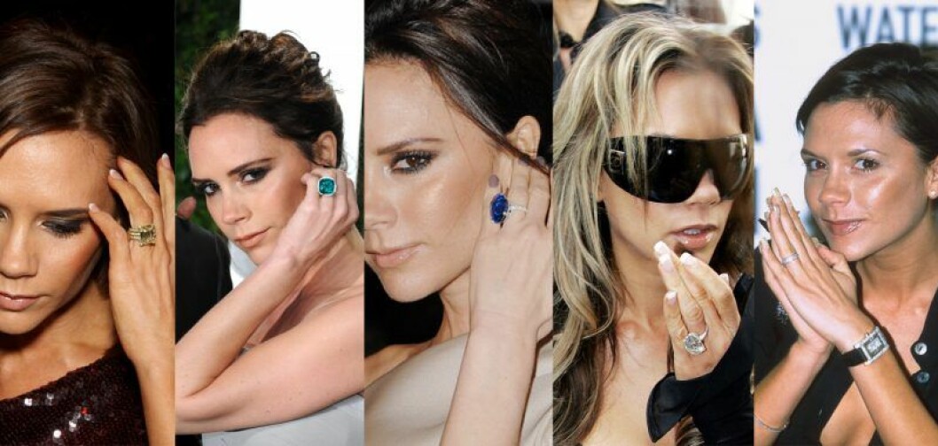 Victoria Beckham. Victoria Beckham visar sina förlovningsringar