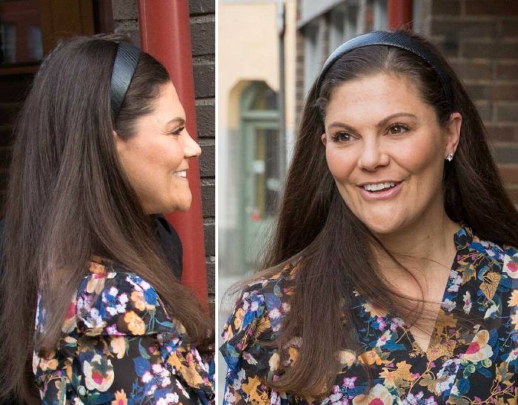 Kronprinsessan Victoria med utsläppt hår och diadem 2018.
