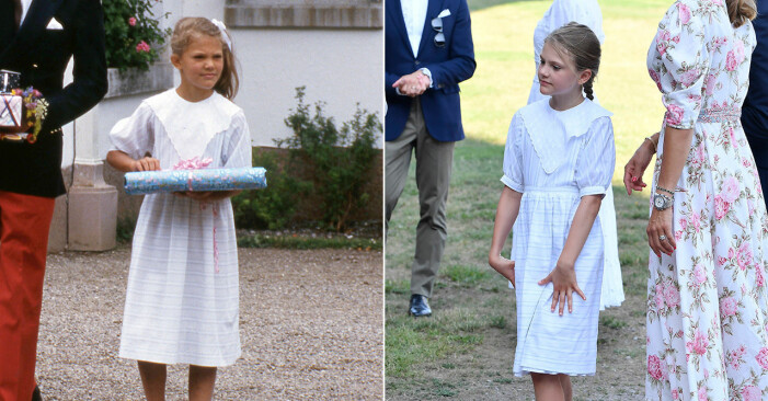 Victoria och Estelle i samma blåa klänning på Victoriadagen