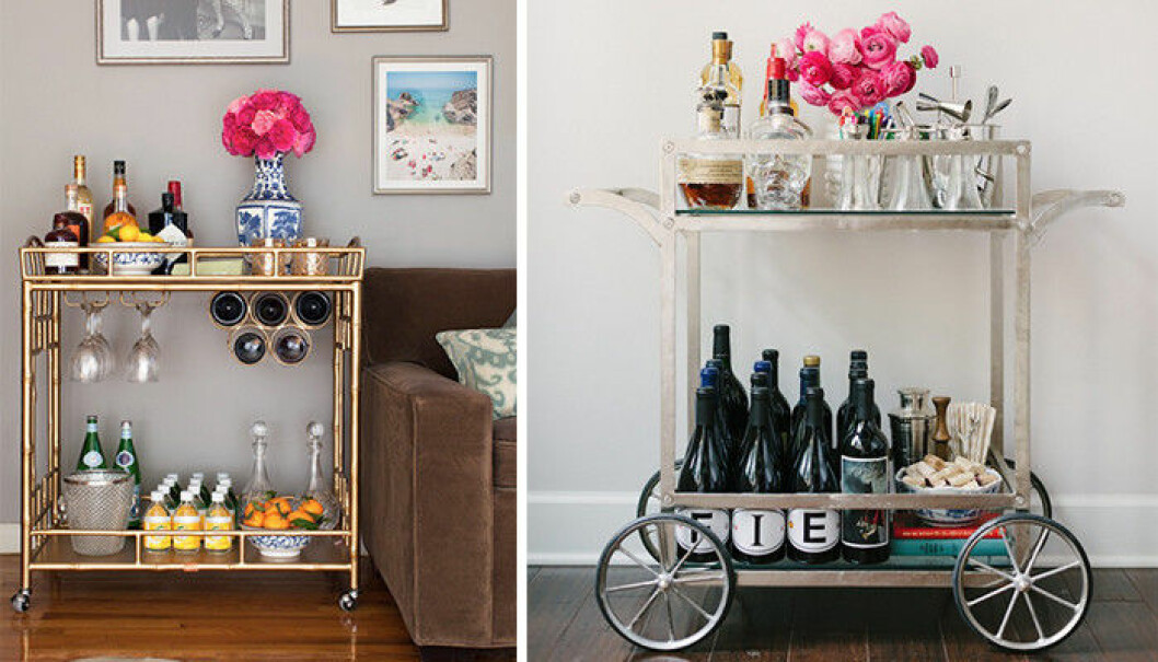 Foto:<a href="http://camillestyles.com/living/how-to-make-your-bar-cart-beautiful/" target="_blank"> Camille styles</a> och <a href="http://www.hgtv.com/design/decorating/design-101/decorating-ideas-for-small-spaces-pictures?soc=pinterest" target="_blank">hgtv</a> Foto: