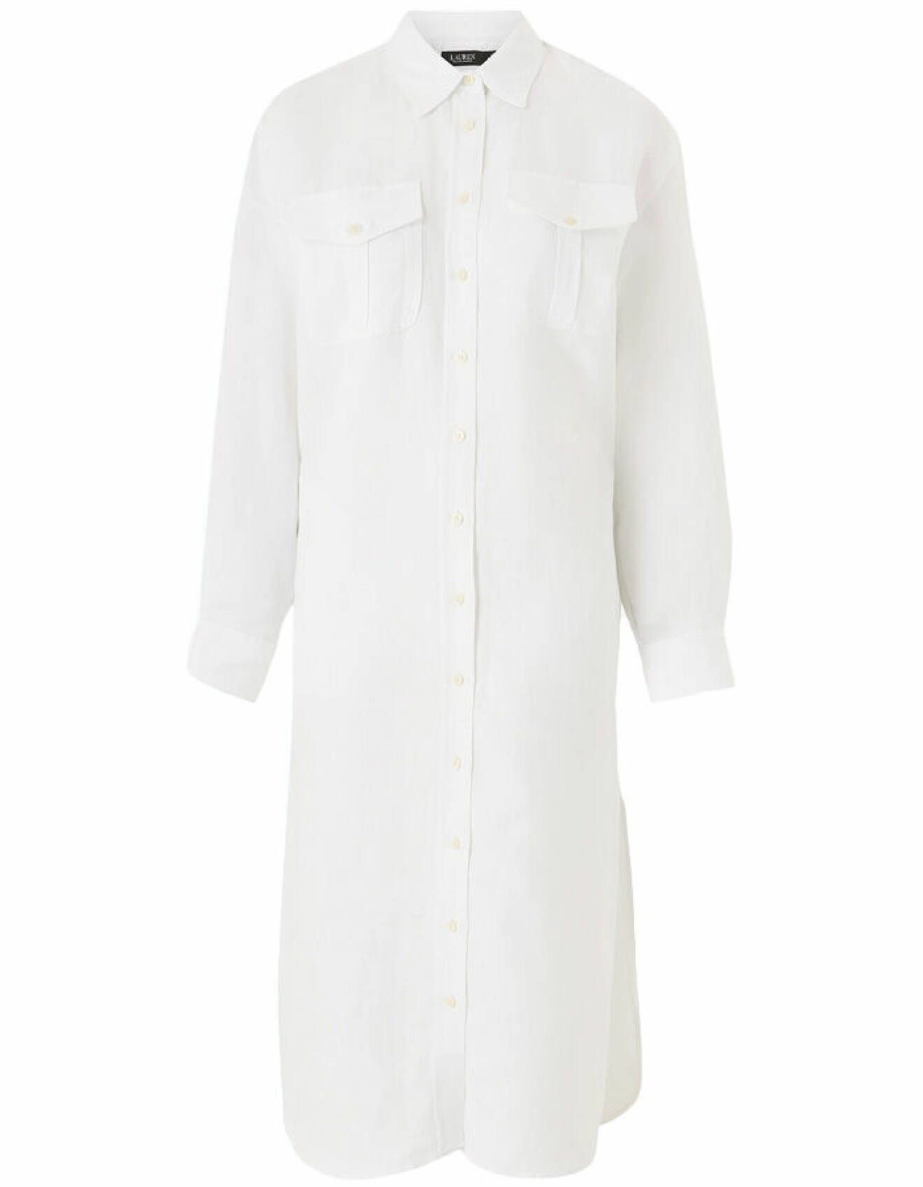 vit skjortklänning med bröstfickor för dam från lauren ralph lauren