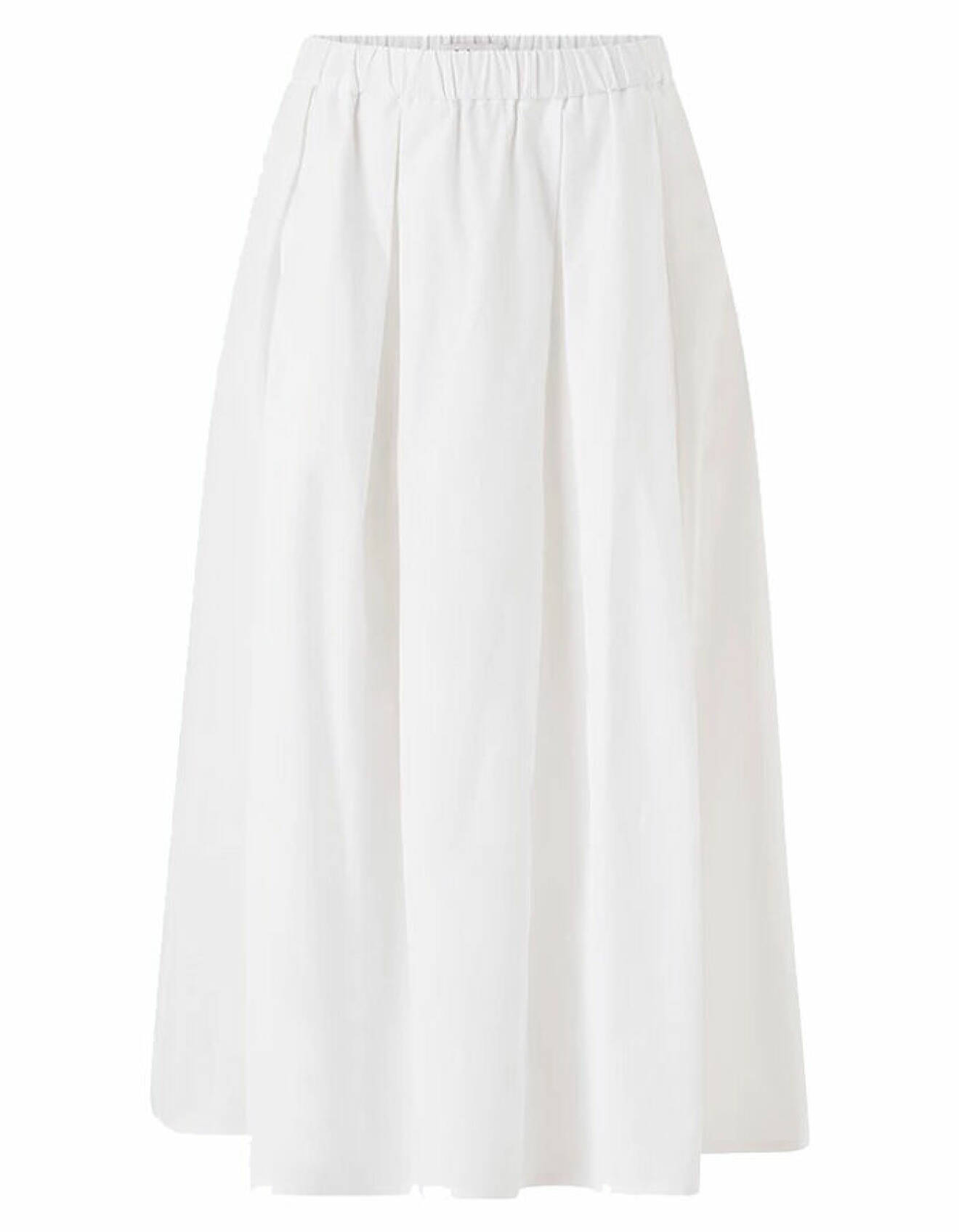 vit kjol med elatiskt midjeband från stylein