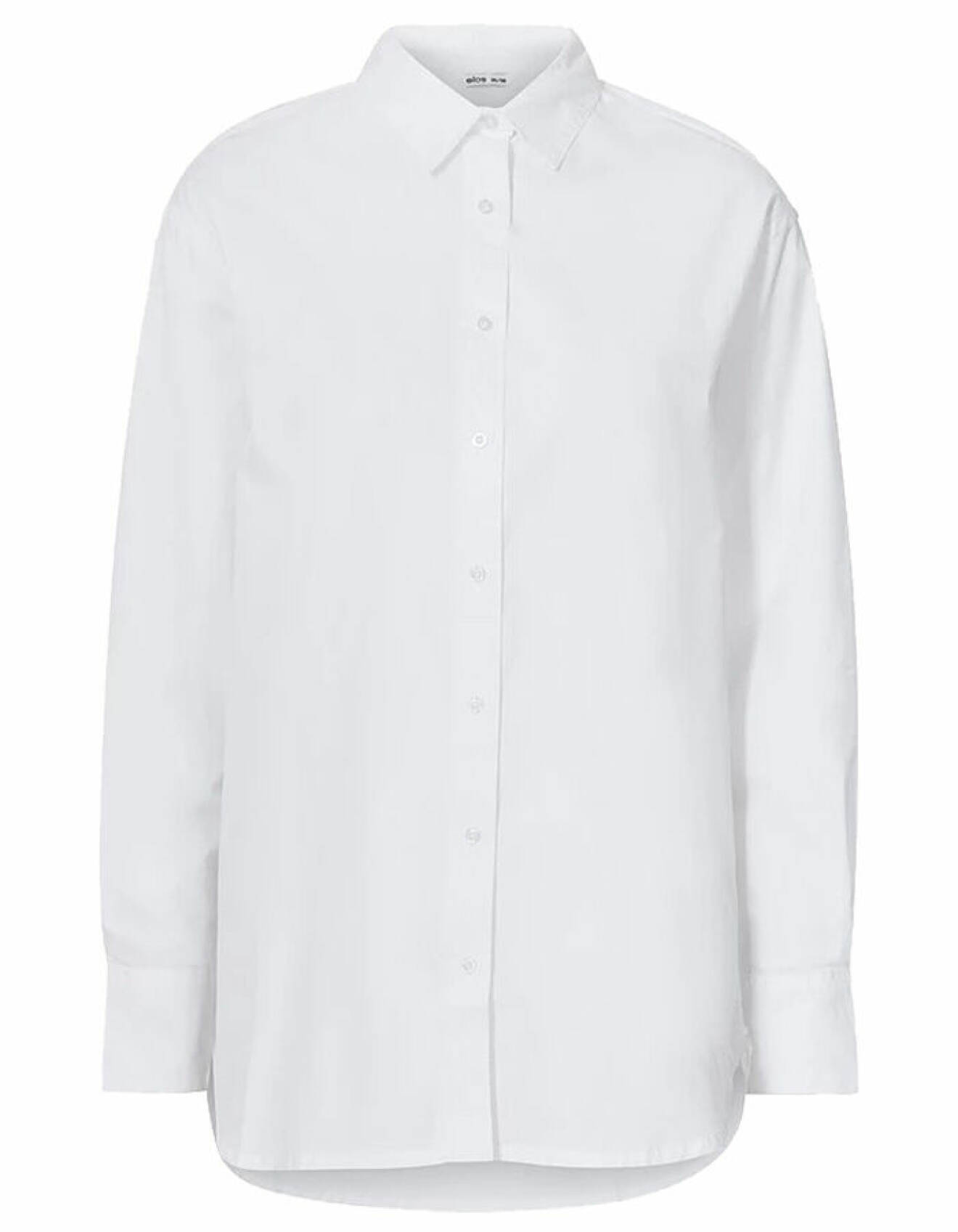 vit rak skjorta med krage för dam från ellos